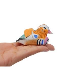 Mandarin Duck Wood Figurine Statue Decor